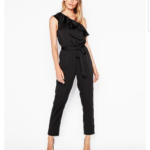 Express One-Shoulder Ruffle Front Jumpsuit - Picture 3 of 3